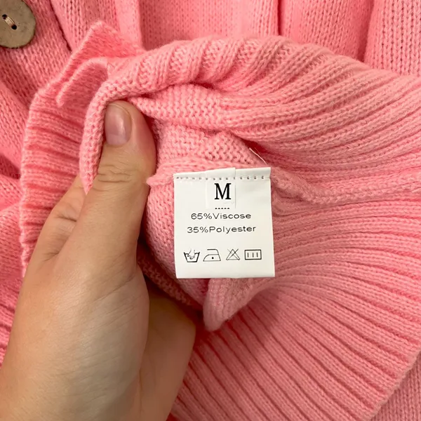 Comfy Chunky Hoodie Button Up Cardigan Jacket Size M light Pink - Image 3