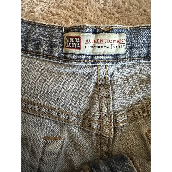 Faded Glory Vintage Jean Shorts Missy Size18 Blue Denim Cotton Grunge Y2K Rugged - Image 3