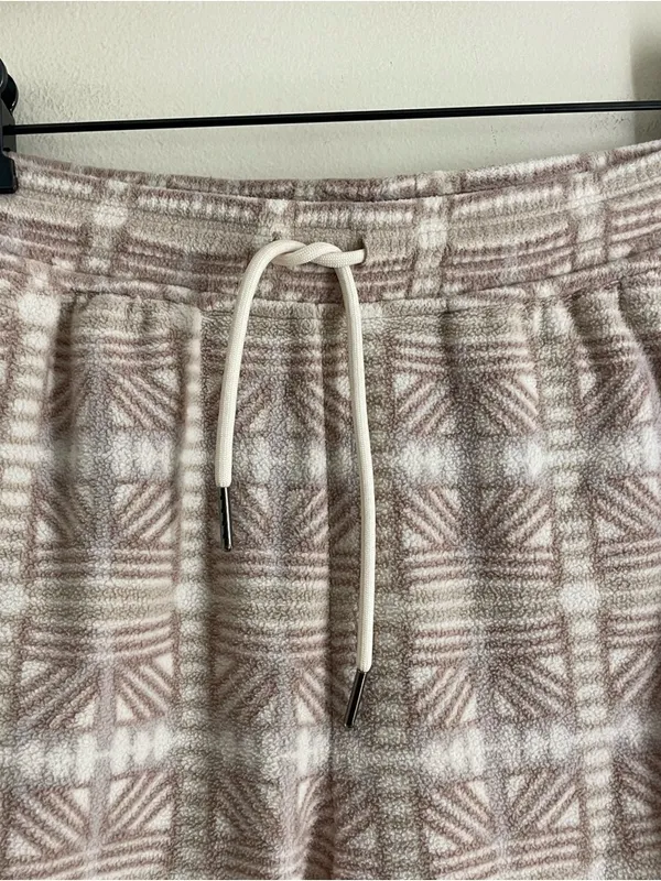 Patagonia Micro D Fleece Joggers Womens S Snow Bean Natural Geometric Cozy Pants - Image 4