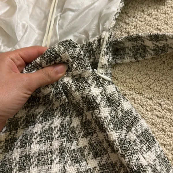 Zara Ecru Textured Check Cut-Out Mini Dress - Image 8