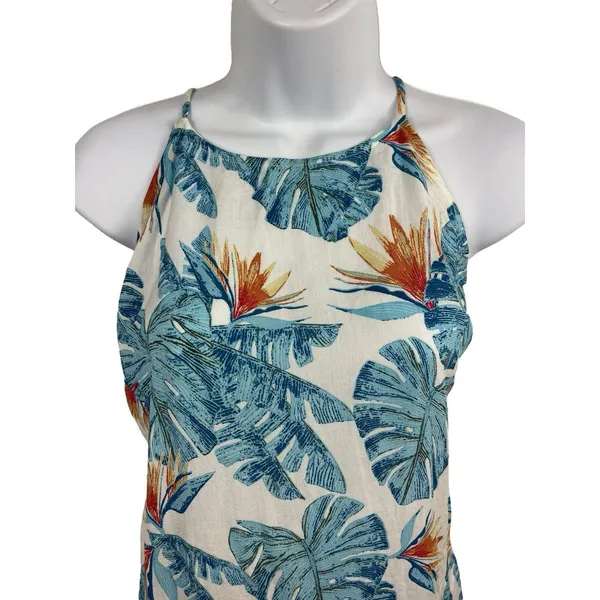 Roxy Halter Sleeveless Tropical Beach Palm Leaf Floral Mini Dress XS NWT - Image 3