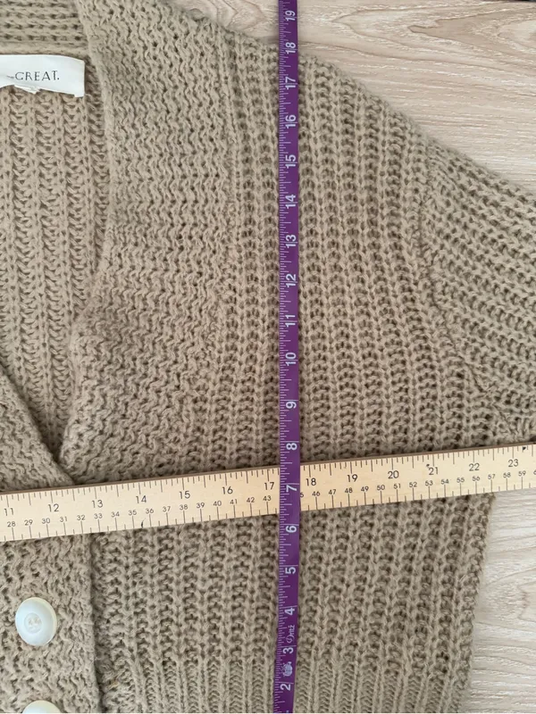 The Great. 0 XS‎ Montana Crop Cardigan Beige Tan Relaxed Boxy Boho - Image 10