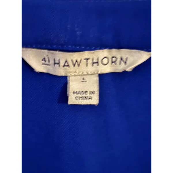 Hawthorn Blue V Neck 3/4 Sleeve Laser‎ Cut Detail Blouse Women Large - Image 5