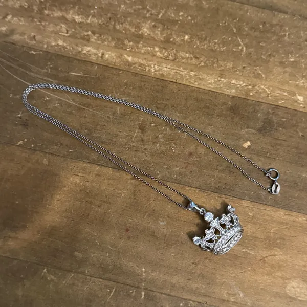 Vintage Ross Simons 925 pave crown pendant necklace - Image 3