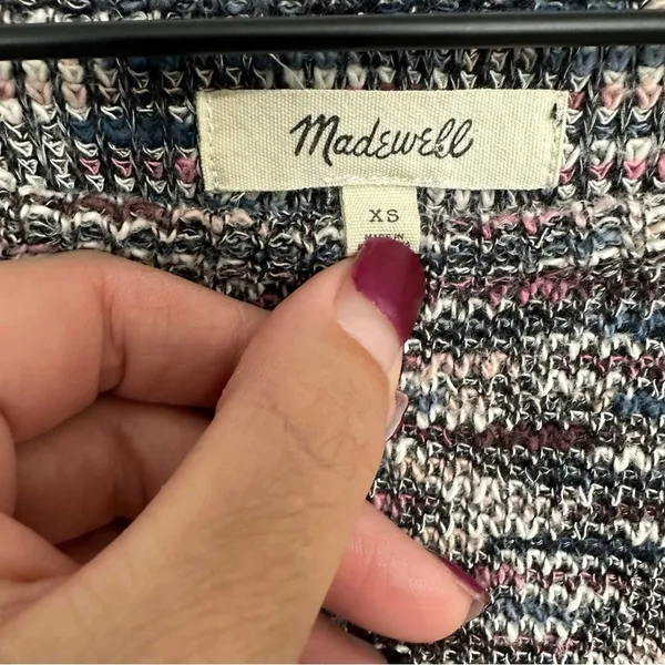 Madewell‎ Top Size XS Multicolored Knit Pleated Puff Shoulders Long Sleeve - Image 6