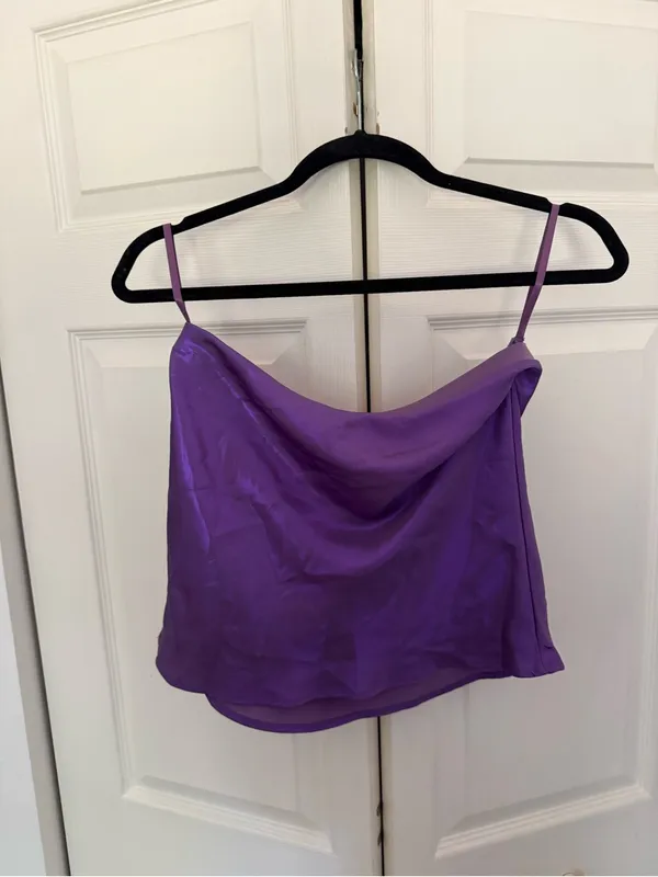 NWT Anthropologie Shine Tube Top in Lilac Purple Lavender Satin Strapless XS - Image 10