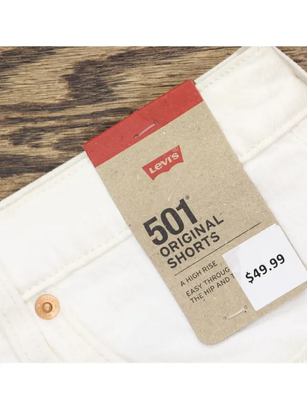 Levi's Womens 501 Original Shorts Denim Jean Jorts Disco Nights White 34 - Image 6