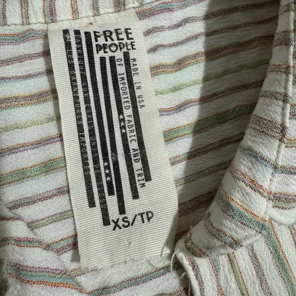 Free People Striped Tunic Shirt‎ Womens XS Long Sleeve Boho Split Neck Pullover - Image 5
