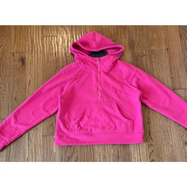 Anrabess quarter zip cropped hooded pullover hot pink M - Image 3