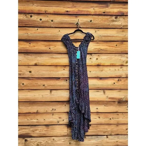 NWT Tiare Hawaii Blue Ruffle Hem Maxi Dress Size S M L XL - Image 2