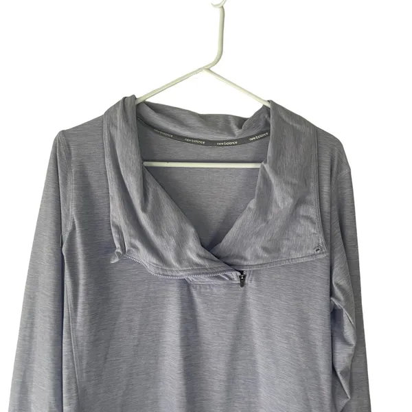 New Balance Size M‎ Half Zip Funnel Neck Long Sleeve Light Blue Pullover Sweater - Image 2