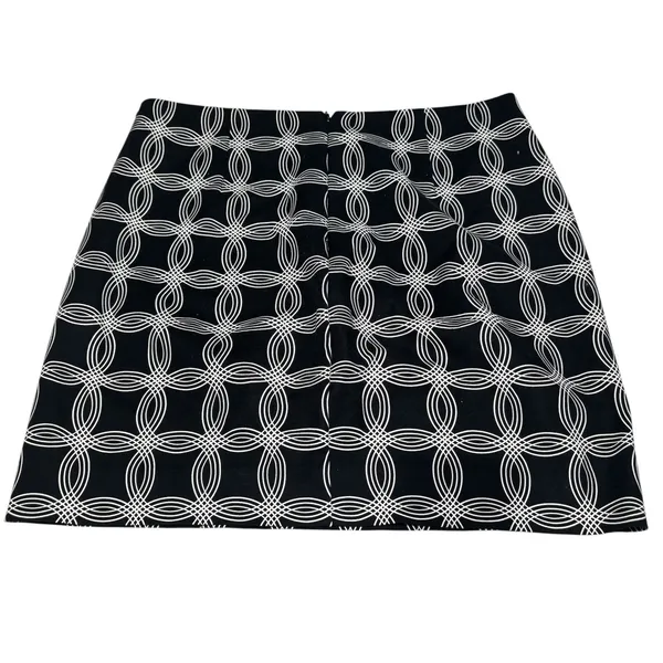 Banana‎ Republic Factory Black White Print Miniskirt 10 Circles Cotton Blend - Image 3