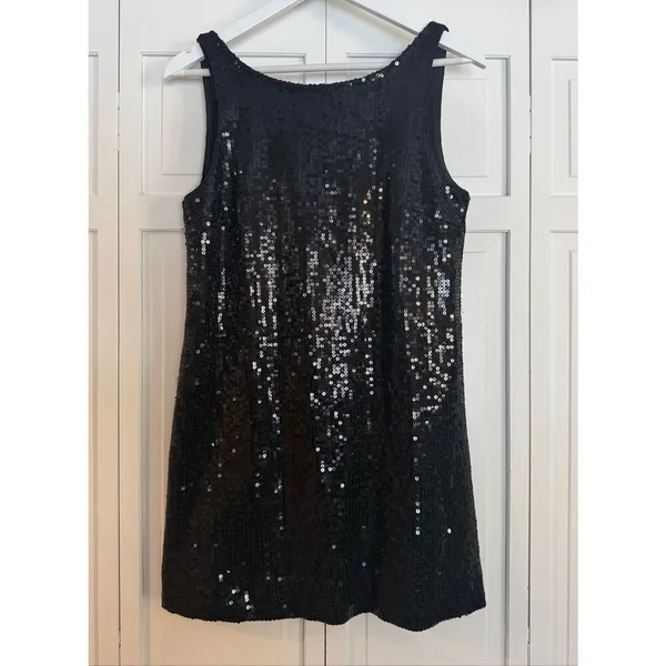 Free People Vintage black sequin scoop back tank dress 6 - Image 4