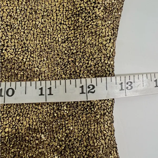 XOXO Gold Metallic Textured 3/4 Sleeve Bodycon Midi Dress Size S - Image 6