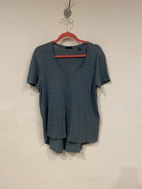 ATM Shirt Womens XS/S Blue Slub Jersey V Neck Short Sleeve Tee Top Relaxed - Image 2