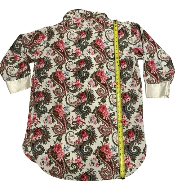 Vintage 90s gold label Victoria’s Secret floral paisley print robe scalloped hem - Image 7