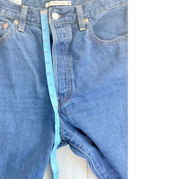 Levis Premium Ribcage Straight Ankle Jeans Blue W29 L27 High Rise Button Fly - Image 13