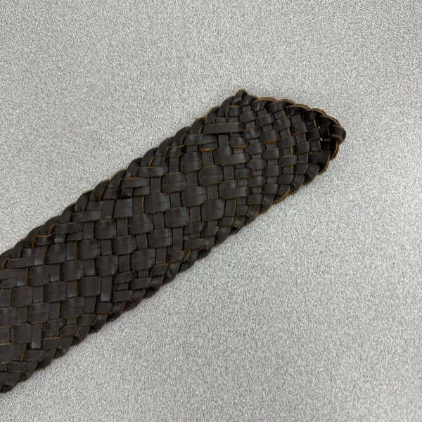 LOFT Belt Womens Small Brown Woven Leather Wide Waist Cinch Braided Boho - Image 5