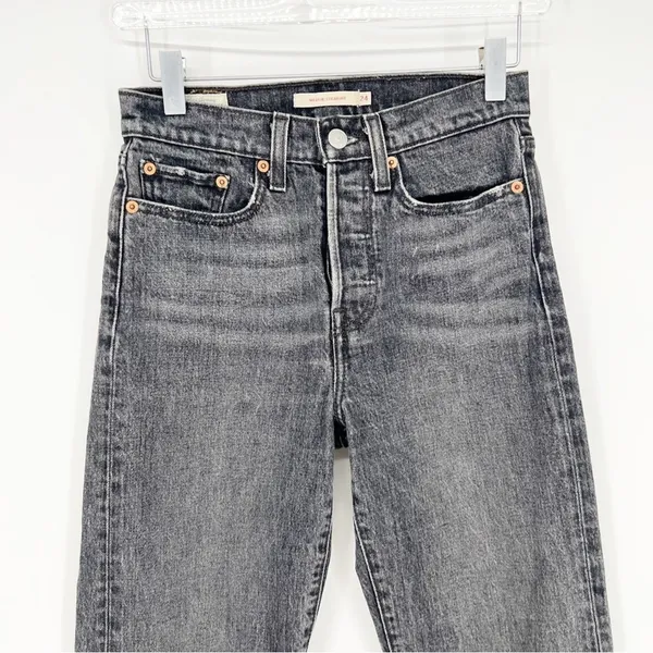 Levi's‎ Wedgie Straight Jeans Women's Size 24 Washed Black High Rise Denim - Image 3