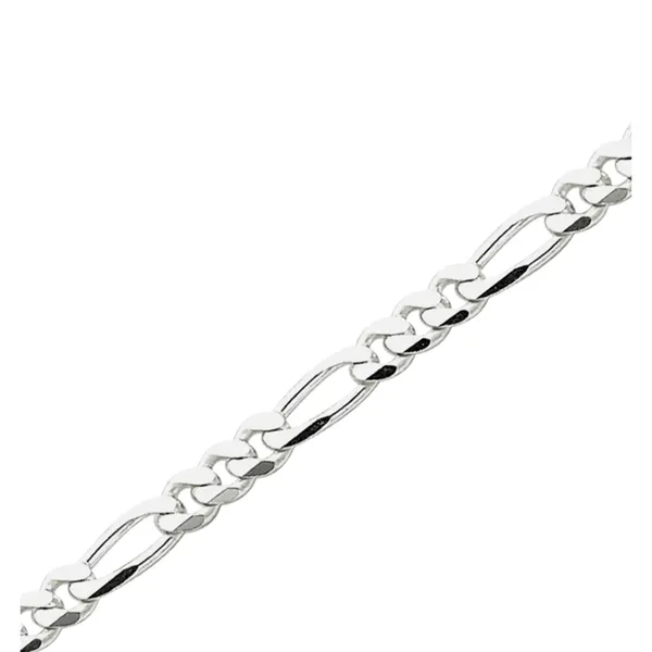 NEW Unisex Rhodium Plated 925 Sterling Silver‎ Figaro Chain Bracelet, 8” - Image 4
