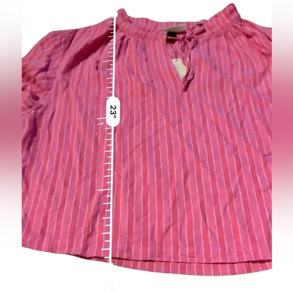 Universal Thread Pink & White Striped V Neck Tie Half Sleeve‎ Top Sz XS NEW - Image 12