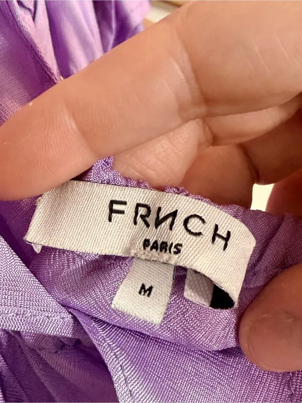 FRNCH Lilac Button-Front Tiered Maxi Dress Tie Back Wedding Guest Shower Spring - Image 14
