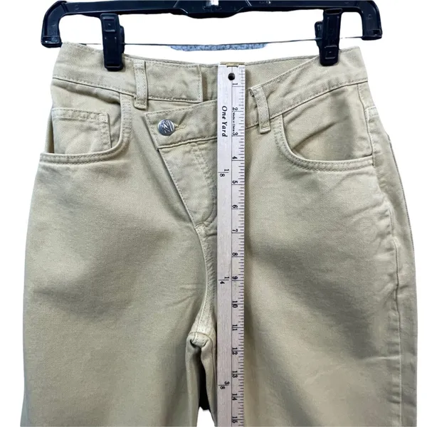 Reclaimed Vintage Cross Over‎ Button Fly Dad Jeans Womens 24 Stone Tan High Rise - Image 7