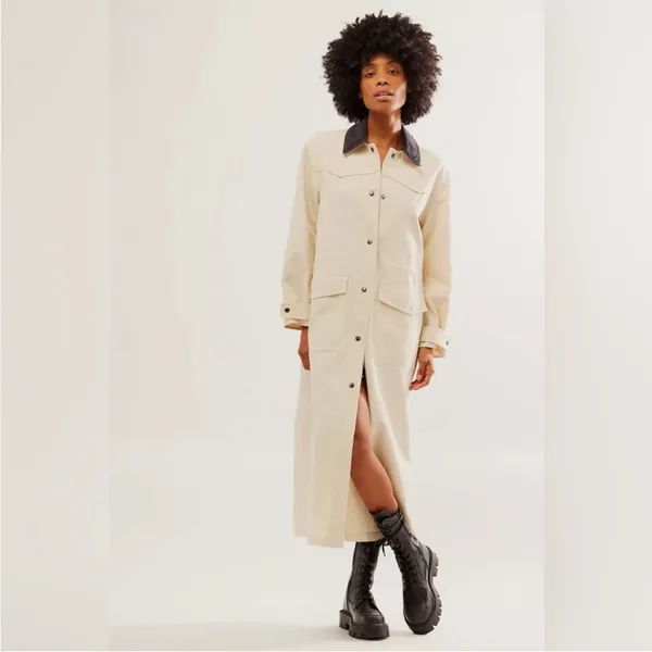 Free People Hunter Duster Maxi Cream Ivory Long Coat Size S - Image 2