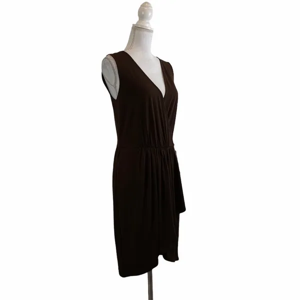 Max and Cleo Brown Faux Wrap Medium Dress‎ - Image 3
