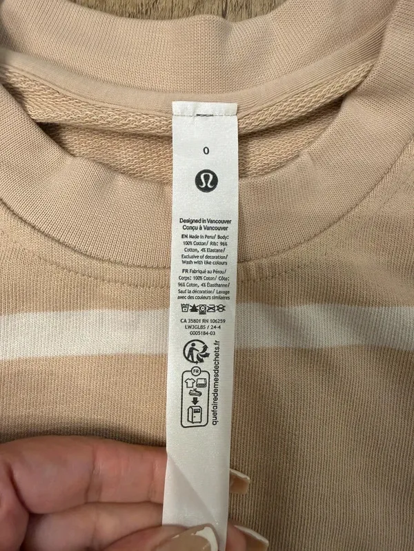 Lululemon Perfectly Oversized Cropped Crew Size 0 White - Image 3