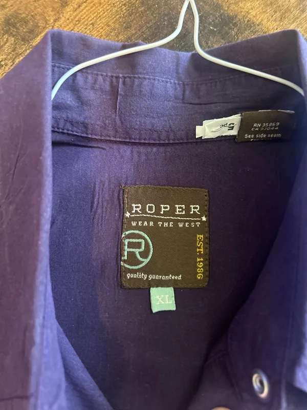Purple Button Down Roper Shirt Size XL - Image 3