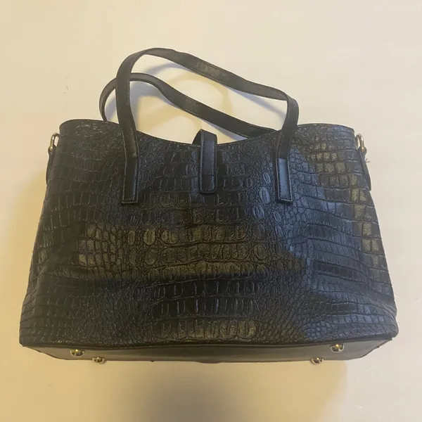 Crocodile embossed Bag set Black - Image 4