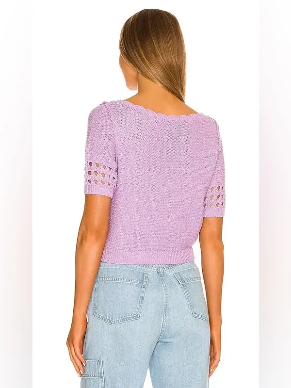 FREE PEOPLE Bree Cropped Pullover in Glimmer in Lilac Purple Sz. Medium - Image 14