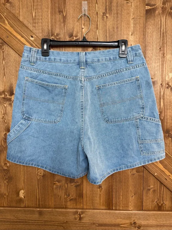Women’s Denim Carpenter Shorts Size Large High Rise 4” Inseam(9139) - Image 2