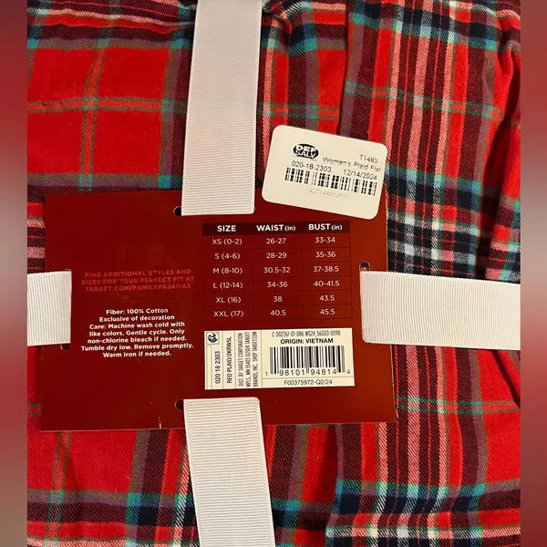 WonderShop Women's XXL Two Piece‎ Set Cotton Red Plaid Flannel Christmas Pajamas - Image 2