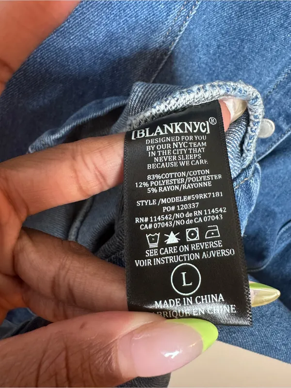 Blank NYC Walk In The Park Puff Sleeve Mini Denim Dress - Image 8