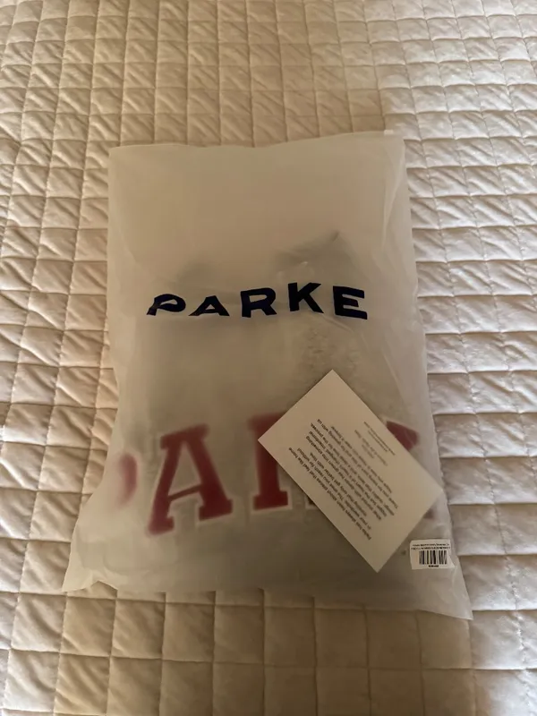 NWT Parke Valentine's Varsity Mockneck - Classic Grey + Crimson - Image 5