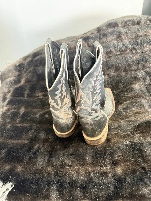 Justin Boots BENT RAIL WOMENS Size 6 B BLACK COWHIDE LEATHER COWGIRL BOOTS BRL316 - Image 3