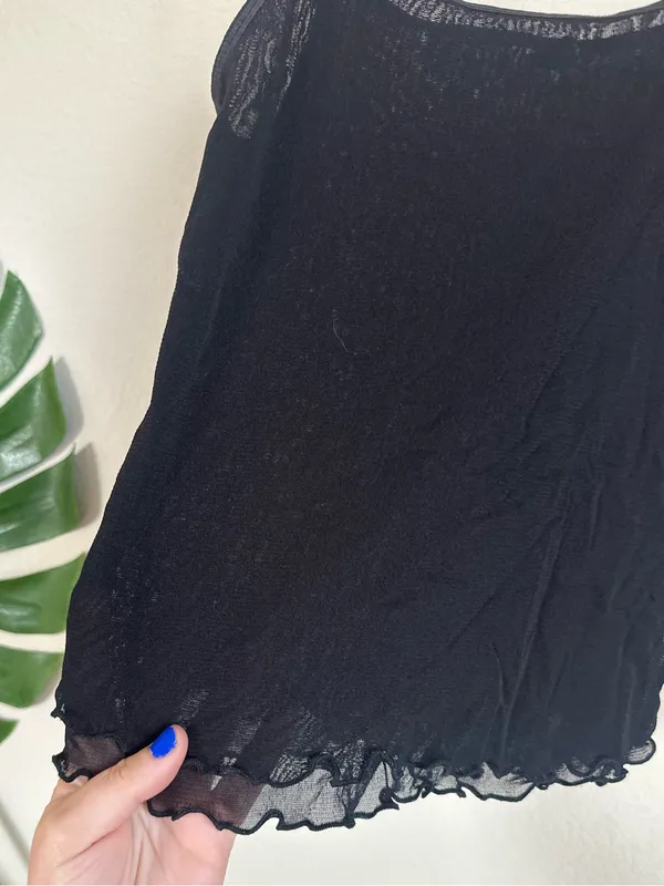 Vintage Rampage Black Mesh Lettuce Edge Cami - Image 6