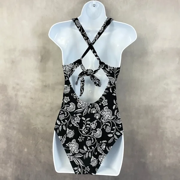 Cupshe One Piece Swimsuit Womens Small Floral Stretch Beach Resortwear Botanical - Image 4