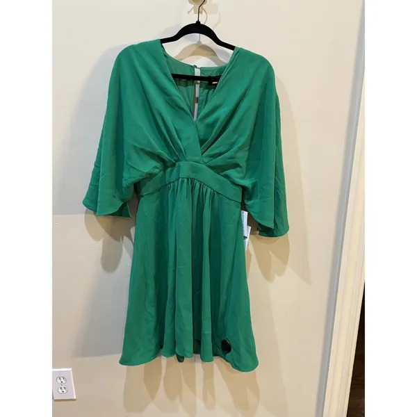Alexia‎ Admor Isla Draped Dolman Sleeve Fit & Flare Dress Green Back Zipper - Image 3