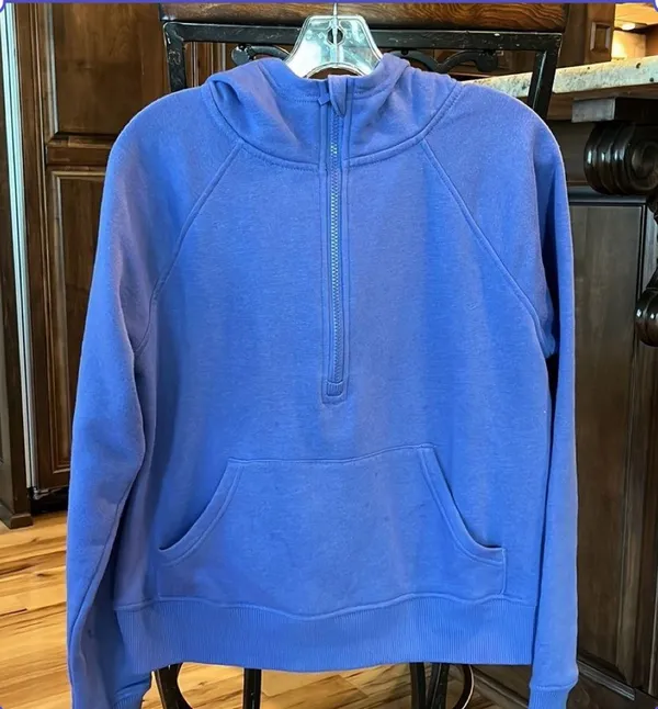 Member's Mark Scuba Hoodie Periwinkle Pullover Cotton Sweatshirt Knit Womens Medium - Image 2