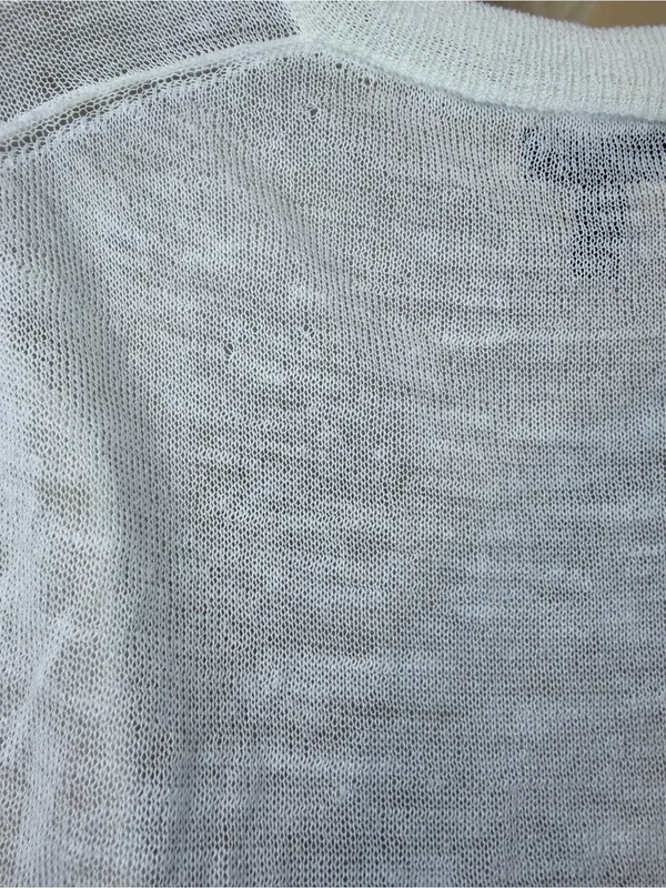 AQUA XL Ivory Linen Blend Open Knit Cardigan Lightweight Button Sweater - Image 7