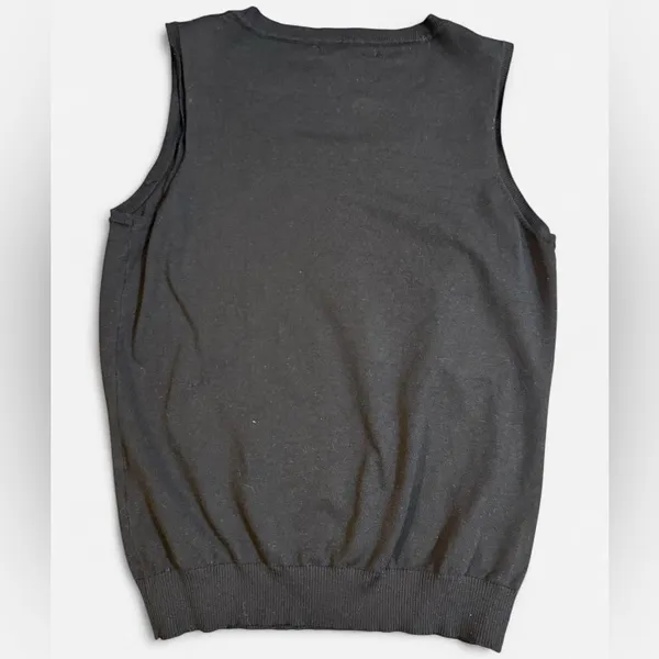 August Silk Solid Black Sleeveless Knit Top Size Large Minimalist Office Casual - Image 2