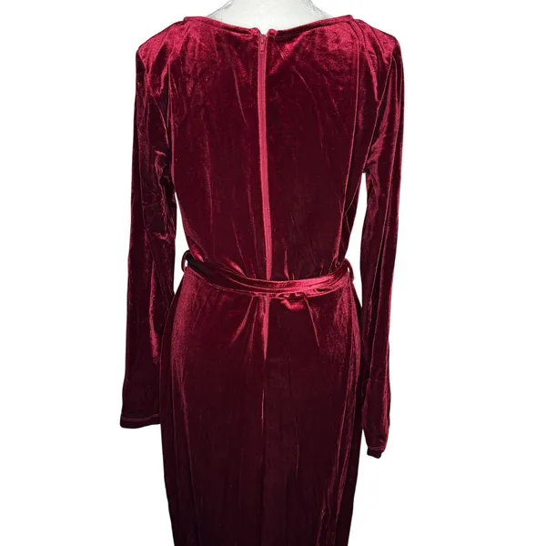 Windsor Dark Red Velvet Maxi Dress L Gothic Romance Formal Gown - Image 8