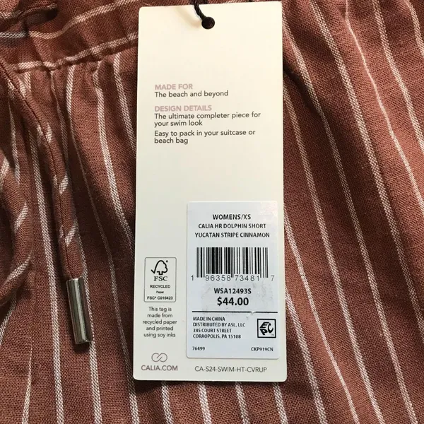 Calia Women's High-Rise Dolphin Shorts in Yucatan Stripe Cinnamon Size XS NWT - Image 6