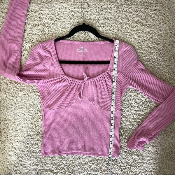 Hollister Pink Long Sleeve Tie Front Blouse - Image 5