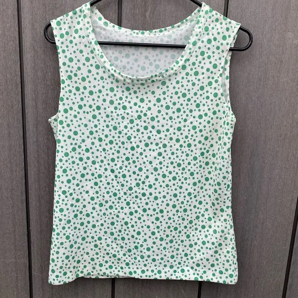 Vintage Sleeveless Polyester Polka‎ Dot Top Green - Image 5