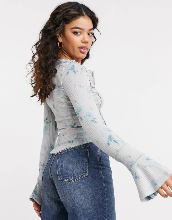 Free People Layer Me Long Sleeve Henley Top In Vintage Floral - Image 2