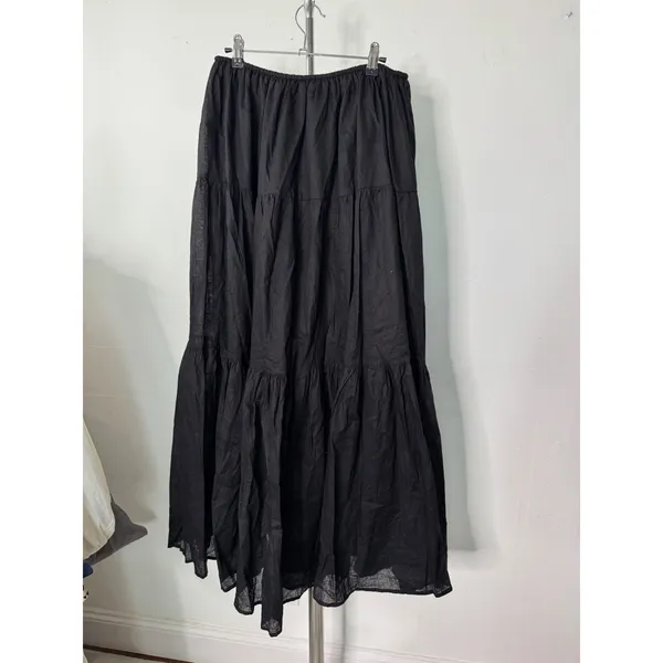 DISSH Fletcher Skirt Black Linen Blend Tiered Maxi NEW - Image 3